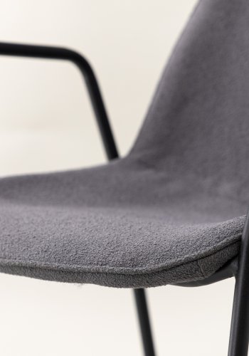 VIND COLLECTION Klädesholmen spisebordsstol, m. armln - mrkegr bouclé stof og sort stl