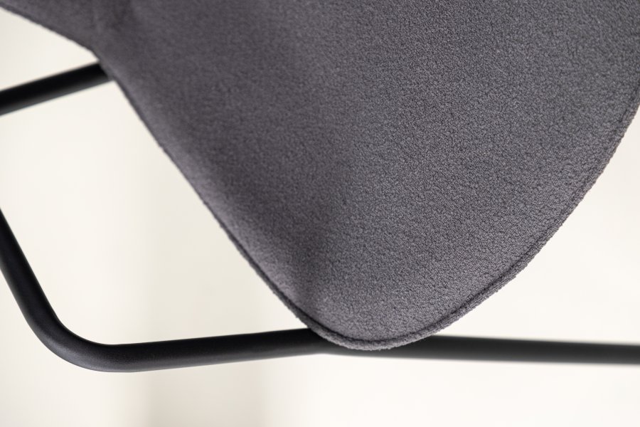 VIND COLLECTION Klädesholmen spisebordsstol, m. armln - mrkegr bouclé stof og sort stl