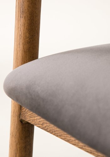 VIND KOLLEKTION Lngön spisebordsstol, m. armln - gr fljl og brun egetr