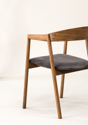 VIND KOLLEKTION Lngön spisebordsstol, m. armln - gr fljl og brun egetr