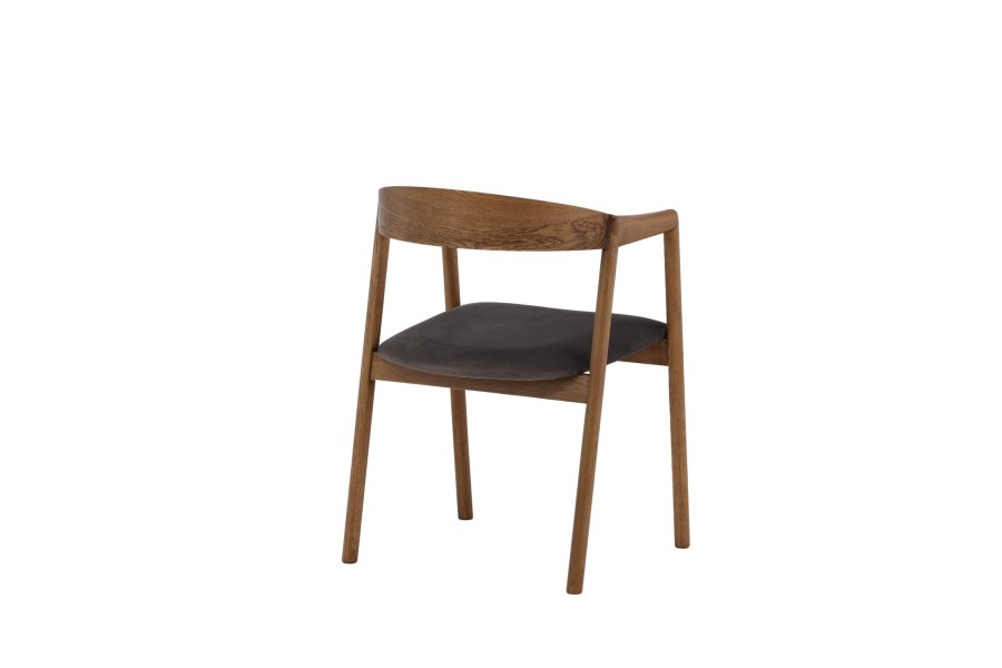 VIND KOLLEKTION Lngön spisebordsstol, m. armln - gr fljl og brun egetr