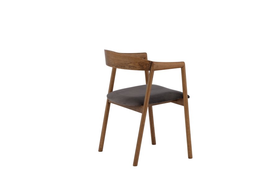 VIND KOLLEKTION Lngön spisebordsstol, m. armln - gr fljl og brun egetr