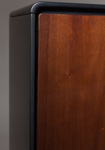 DUTCHBONE Juju sknk, Lav, m. 3 lger, 2 hylder, 1 skuffe - brun valnddefinér/asketr og sort finér