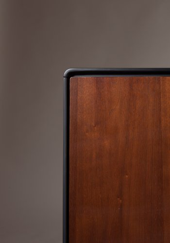 DUTCHBONE Juju sknk, Lav, m. 3 lger, 2 hylder, 1 skuffe - brun valnddefinér/asketr og sort finér