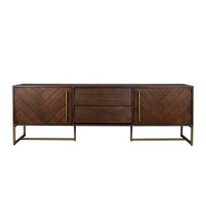 DUTCHBONE Klasse sknk, Lav, m. 4 lger og 2 hylder - brun sildeben MDF og guld stl