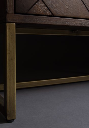 DUTCHBONE Klasse sknk, Lav, m. 4 lger og 2 hylder - brun sildeben MDF og guld stl