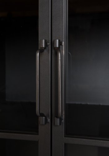 WHITE LABEL LIVING Damian sknk, m. 2 glaslger, 2 skuffer, 2 rum, 1 hylde - brun grantr/sort jern