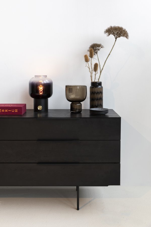 ZUIVER Travis sknk, m. 2 lger og 3 skuffer - sort egefinér og stl