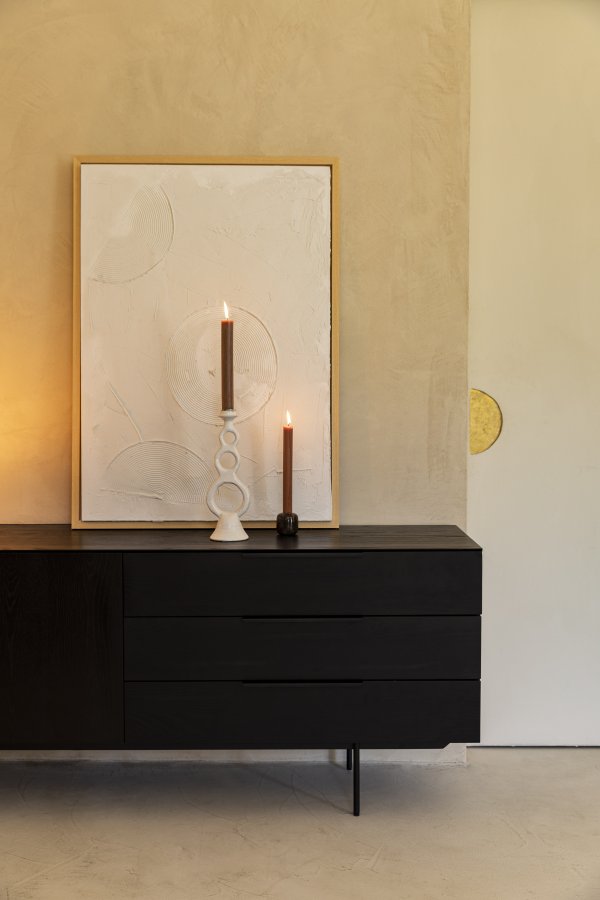 ZUIVER Travis sknk, m. 2 lger og 3 skuffer - sort egefinér og stl