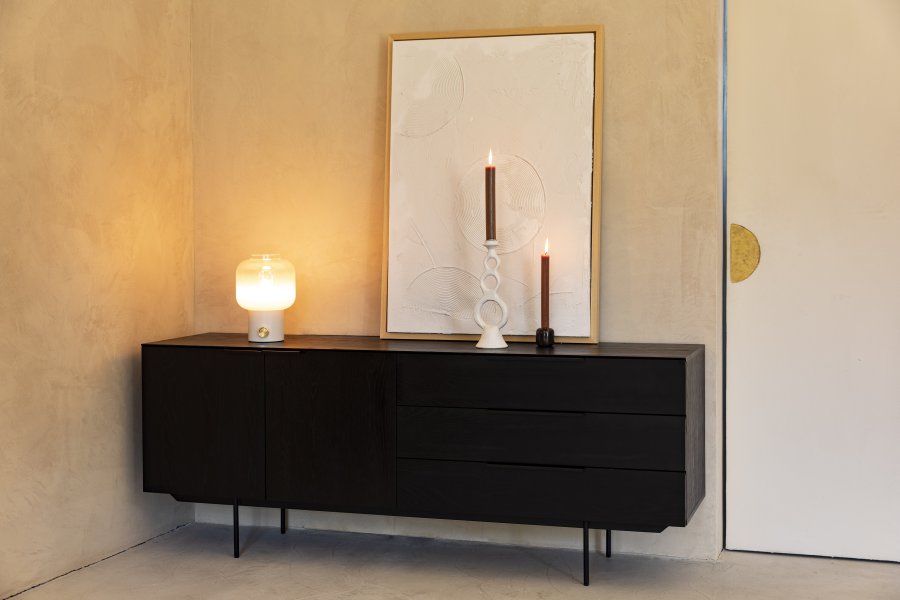 ZUIVER Travis sknk, m. 2 lger og 3 skuffer - sort egefinér og stl