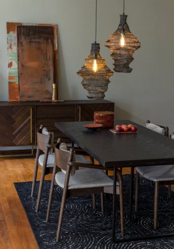 DUTCHBONE Klasse sknk, Hj, m. 2 lger, 2 hylder og 3 skuffer - brun sildeben tr og guld stl