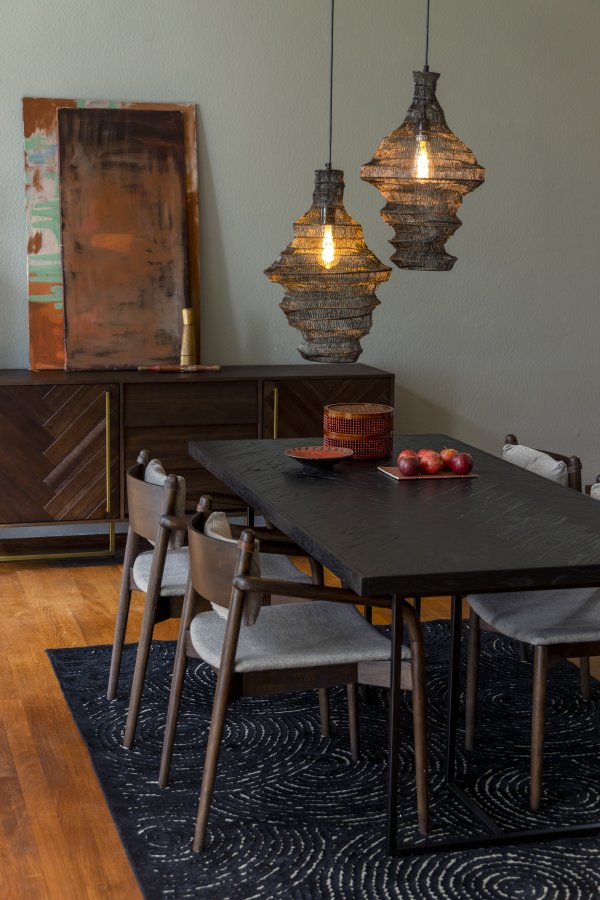 DUTCHBONE Klasse sknk, Hj, m. 2 lger, 2 hylder og 3 skuffer - brun sildeben tr og guld stl