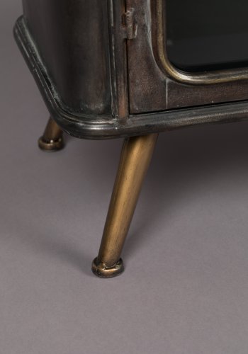 DUTCHBONE Denza sknk, m. 2 glaslger og 1 hylde - sort strygejern