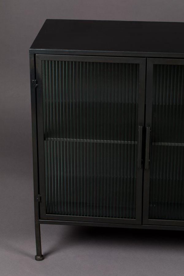 DUTCHBONE Boli sknk, Lav, m. 4 lger og 2 hylder - glas og sort strygejern