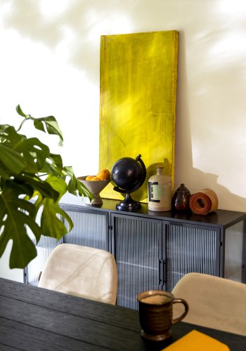 DUTCHBONE Boli sknk, Lav, m. 4 lger og 2 hylder - glas og sort strygejern