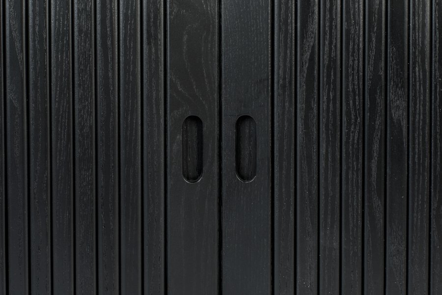 ZUIVER Barbier TV-bord, m. 2 skydelger - sort egefinér og gummitr (120x40)