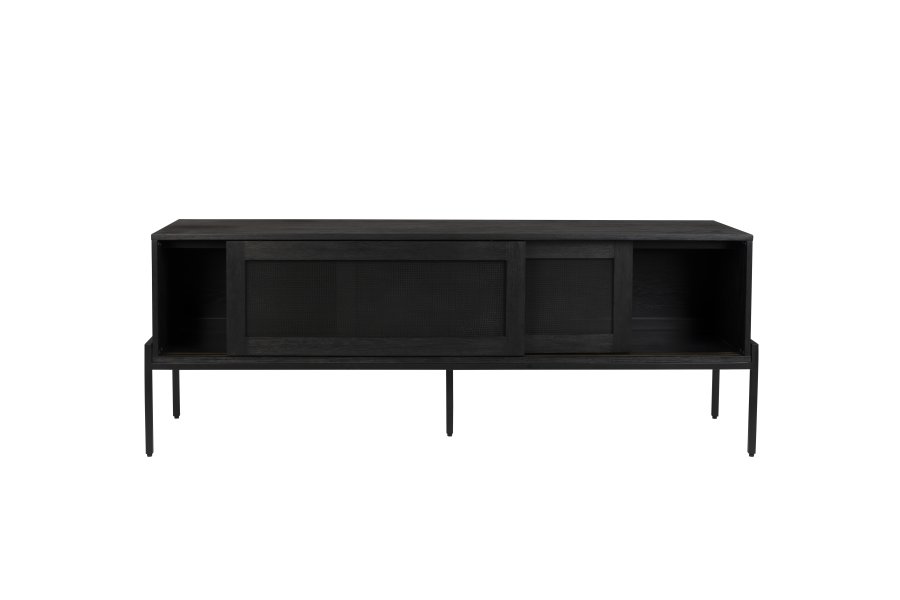 ZUIVER Hardy sknk, m. 2 mesh skydelger - sort finér og jern