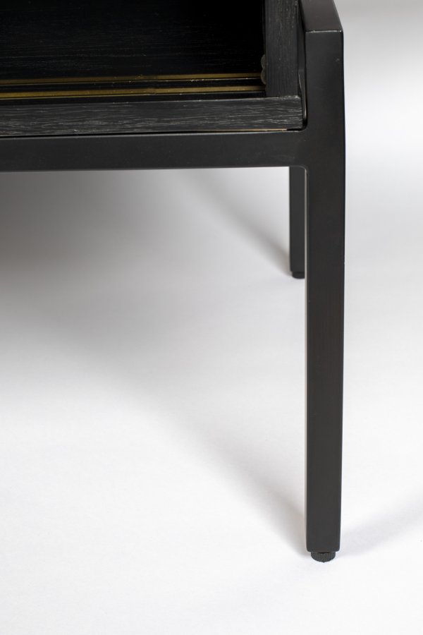 ZUIVER Hardy sknk, m. 2 mesh skydelger - sort finér og jern