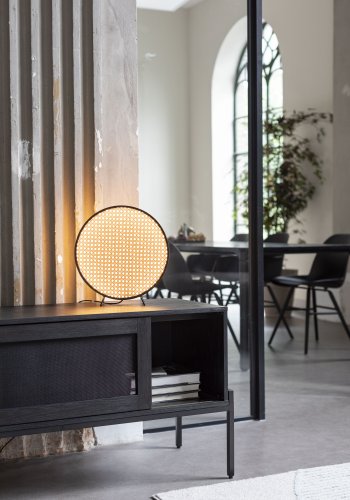 ZUIVER Hardy sknk, m. 2 mesh skydelger - sort finér og jern