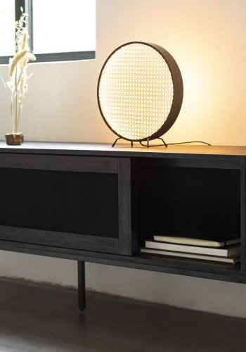 ZUIVER Hardy sknk, m. 2 mesh skydelger - sort finér og jern