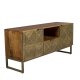DUTCHBONE Volan TV-bord , m. 2 lger, 1 rum og 1 skuffe - brun og guld mangotr og jern