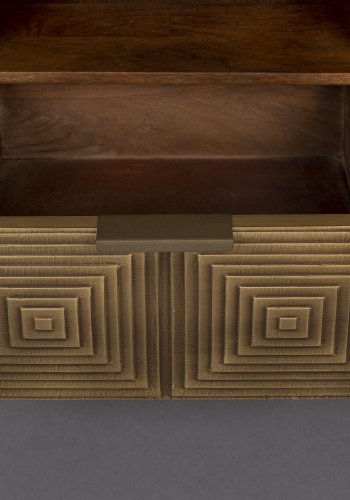 DUTCHBONE Volan TV-bord , m. 2 lger, 1 rum og 1 skuffe - brun og guld mangotr og jern