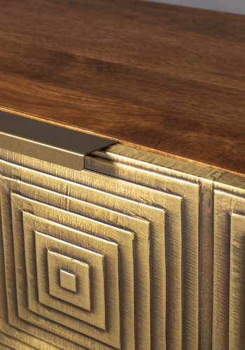 DUTCHBONE Volan TV-bord , m. 2 lger, 1 rum og 1 skuffe - brun og guld mangotr og jern