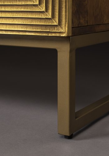 DUTCHBONE Volan TV-bord , m. 2 lger, 1 rum og 1 skuffe - brun og guld mangotr og jern