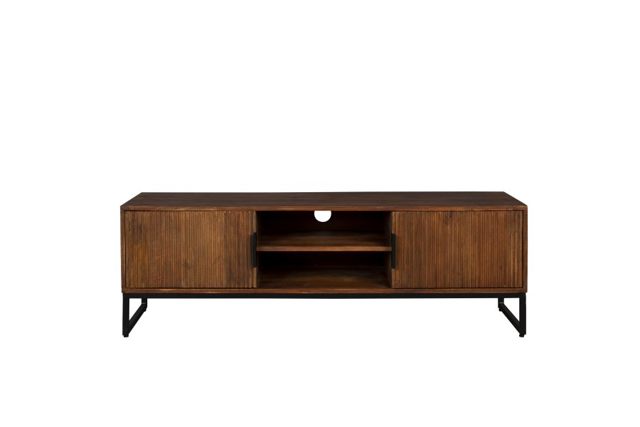 DUTCHBONE Saroo TV-bord, m. 2 lger og 1 hylde - brun mangotr og stl (140x40)