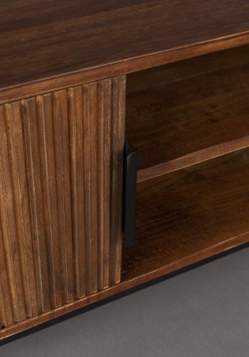 DUTCHBONE Saroo TV-bord, m. 2 lger og 1 hylde - brun mangotr og stl (140x40)