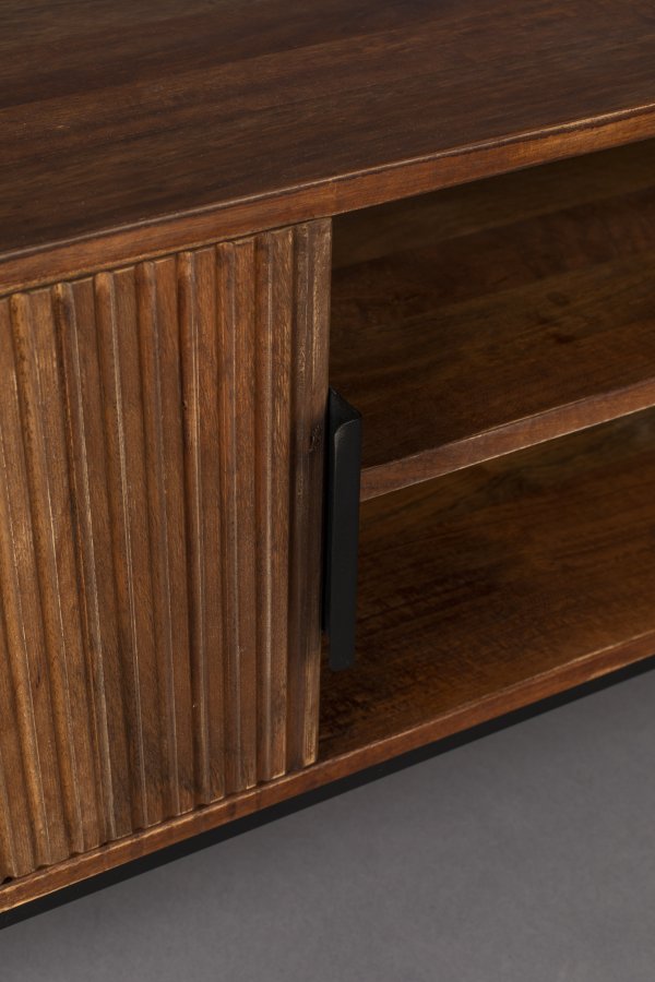 DUTCHBONE Saroo TV-bord, m. 2 lger og 1 hylde - brun mangotr og stl (140x40)