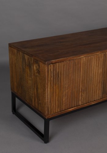 DUTCHBONE Saroo TV-bord, m. 2 lger og 1 hylde - brun mangotr og stl (140x40)