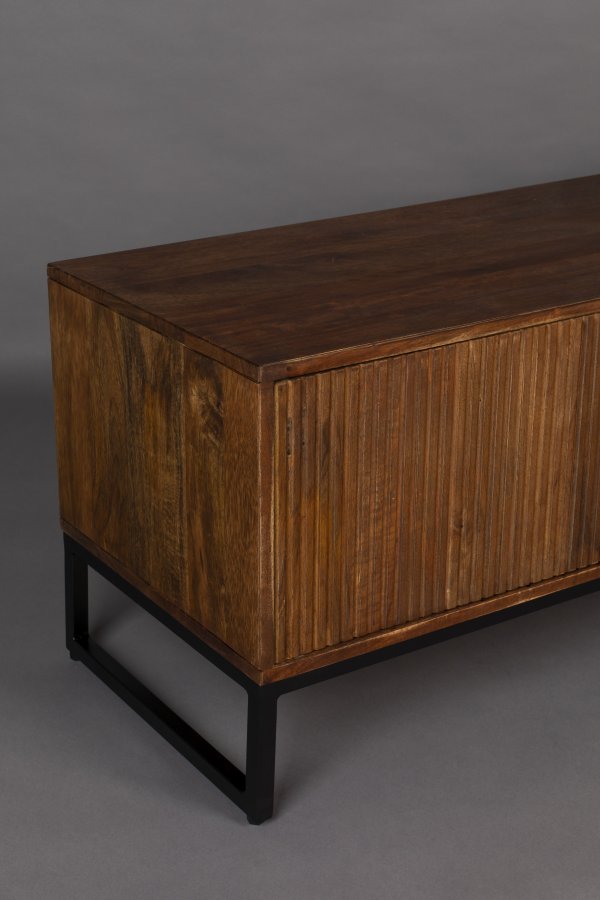 DUTCHBONE Saroo TV-bord, m. 2 lger og 1 hylde - brun mangotr og stl (140x40)