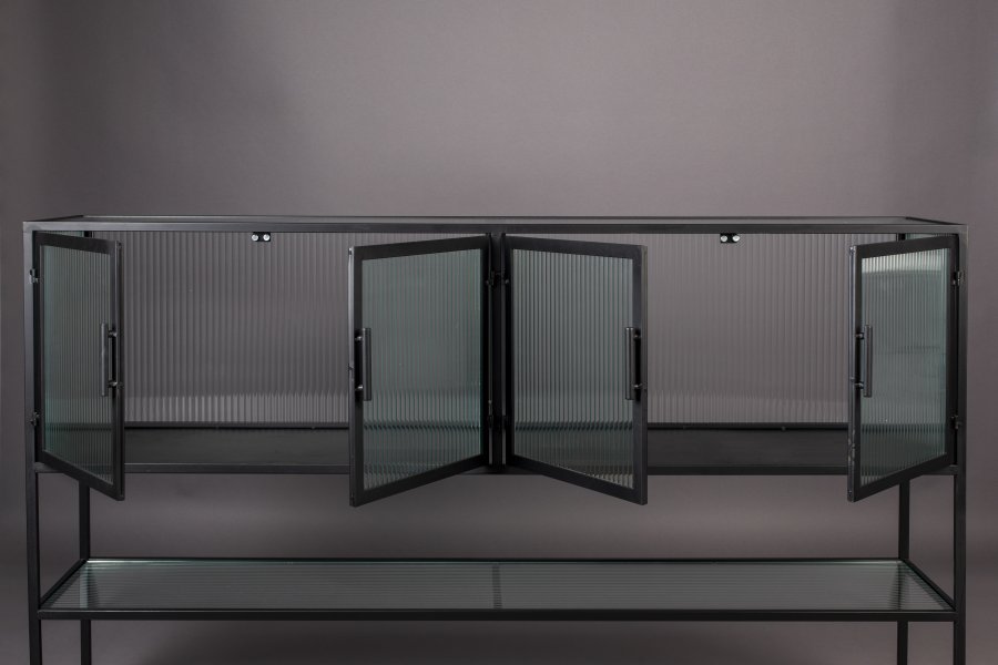 DUTCHBONE Boli sknk, hj, m. 4 lger og 2 hylder - glas og sort strygejern