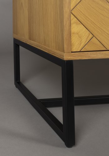 DUTCHBONE Klasse TV-bord, Lav, m. 4 lger og hylder - natur sildeben egetr og sort stl