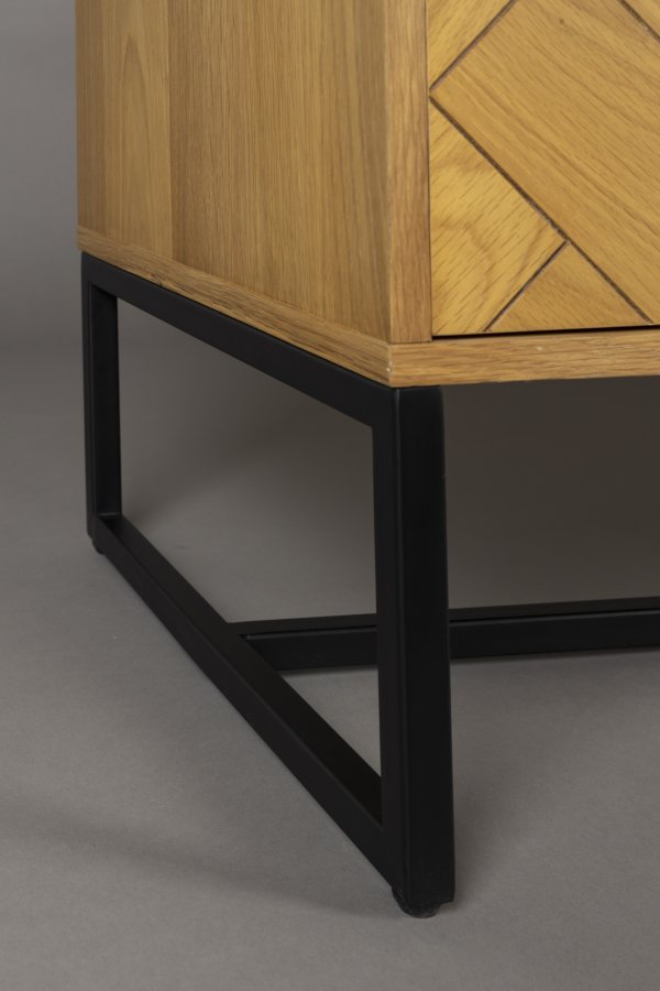 DUTCHBONE Klasse TV-bord, Lav, m. 4 lger og hylder - natur sildeben egetr og sort stl