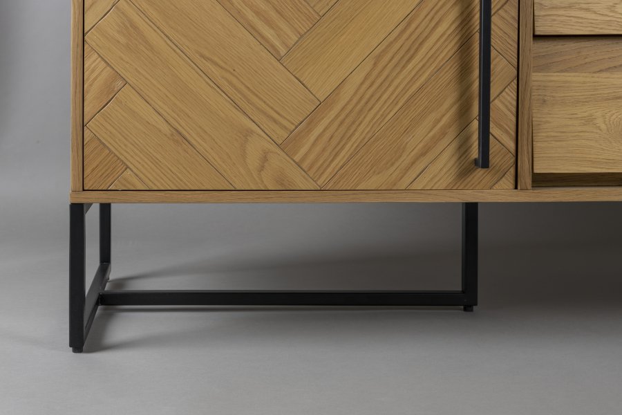 DUTCHBONE Klasse sknk, Hj, m. 2 lger og 3 skuffer - natur sildeben egetr og sort stl