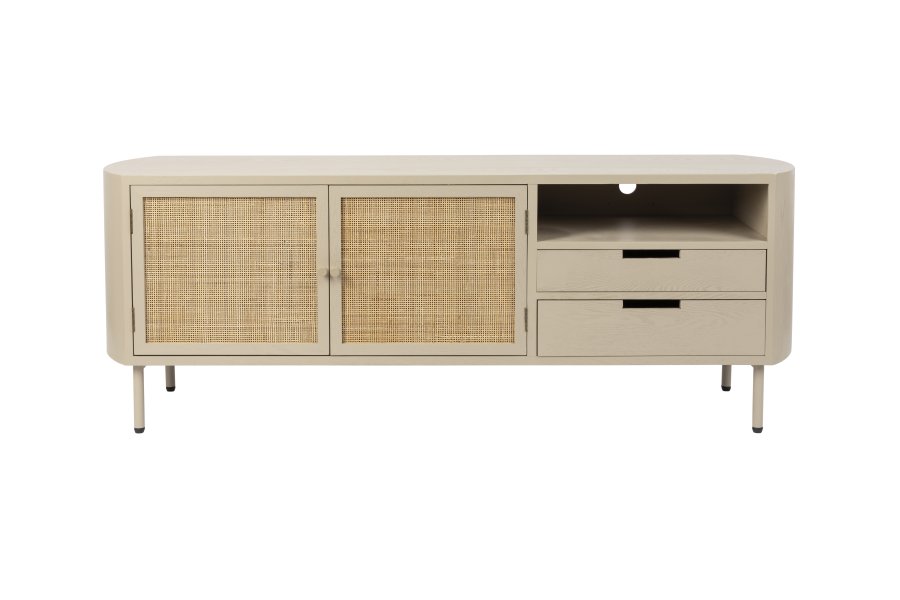  White Label Living  WHITE LABEL LIVING Amaya sknk, m. 2 lger og 2 skuffer - rattan og beige MDst