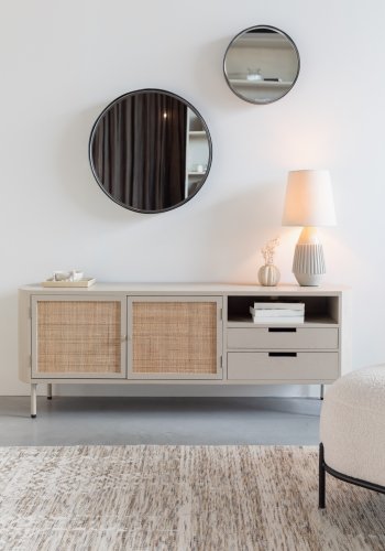  White Label Living  WHITE LABEL LIVING Amaya sknk, m. 2 lger og 2 skuffer - rattan og beige MDst