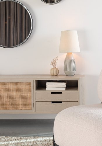  White Label Living  WHITE LABEL LIVING Amaya sknk, m. 2 lger og 2 skuffer - rattan og beige MDst