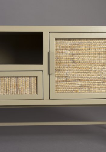 DUTCHBONE Yasu sknk, m. 2 lger, 1 rum og 1 skuffe - natur rattan og beige tr/jern