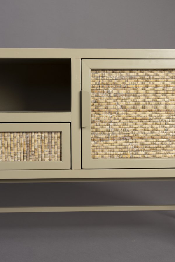 DUTCHBONE Yasu sknk, m. 2 lger, 1 rum og 1 skuffe - natur rattan og beige tr/jern