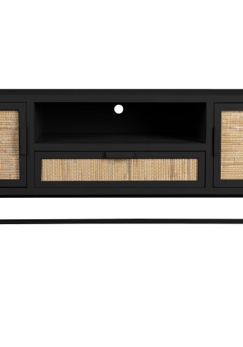 DUTCHBONE Yasu sknk, m. 2 lger, 1 rum og 1 skuffe - natur rattan og sort tr/jern