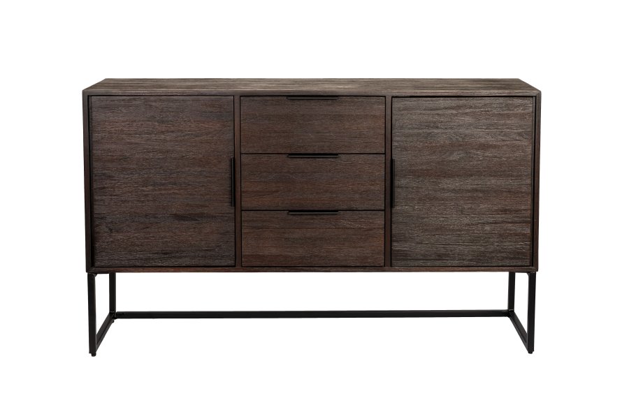 WHITE LABEL LIVING Webster sknk Hj, m. 2 lger og 3 skuffer - brun genbrugsteak og jern