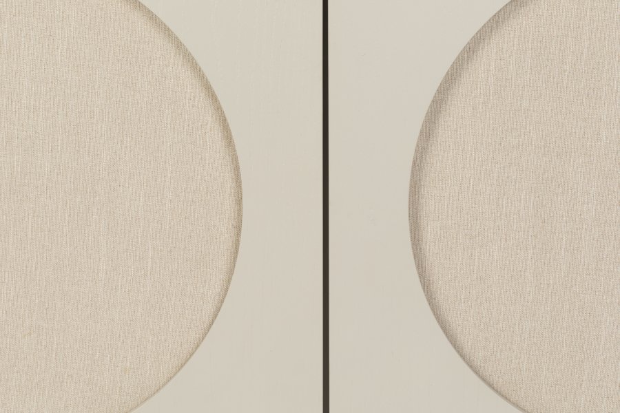 ZUIVER Twin sknk, m. 2 lger og 2 hylder - gr stof og akacietr