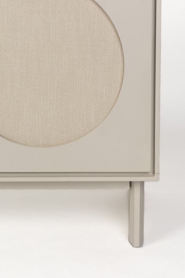 ZUIVER Twin sknk, m. 2 lger og 2 hylder - gr stof og akacietr