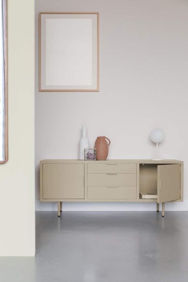 WHITE LABEL LIVING Kos sknk, m. 2 lger og 3 skuffer - beige MDF og metal