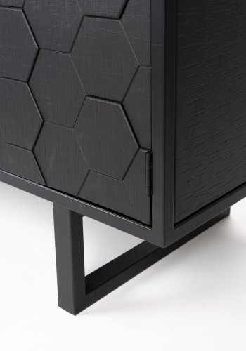 WHITE LABEL LIVING Linc Low sknk, m. 4 lger - sort grantr og sort jern