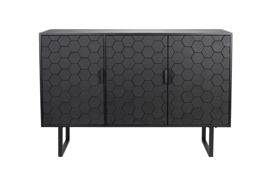 WHITE LABEL LIVING Linc Hj sknk, m. 3 lger - sort grantr og sort jern