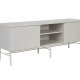 WHITE LABEL LIVING Cayo Lav TV-bord, m. 2 lger og 3 hylder - hvid MDF og hvid jern (155x40)
